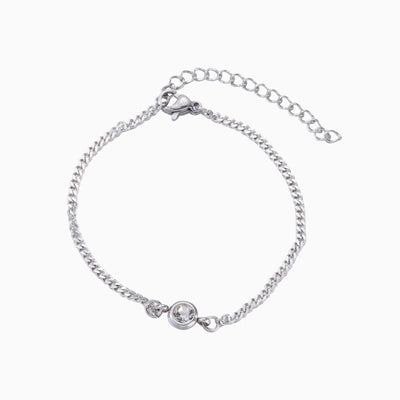 December Birthstone Simple Round Pendant Silver Bracelet
