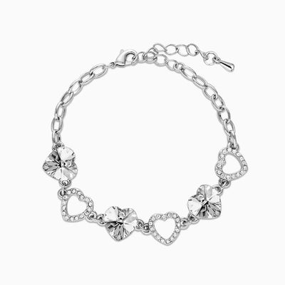 December Birthstone Diamond Rhyme Heart Shape Silver Bracelet