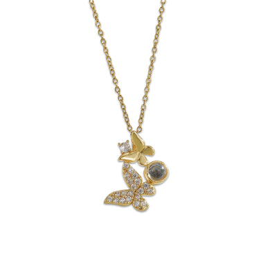 Projection Photo Customed Double Butterfly Necklace