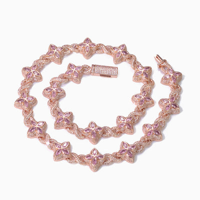 Fashionable Four-Leaf Clover Zircon And Diamond Necklace