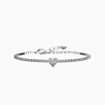 December Birthstone Heart-Shaped Diamond Tennis Bracelet