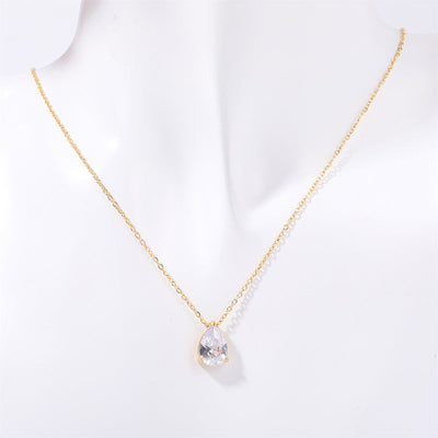 December Birthstone Teardrop-Shaped Natural Stone Pendant Necklace