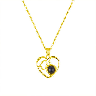 Projection Photo Customed Heart Flower Necklace