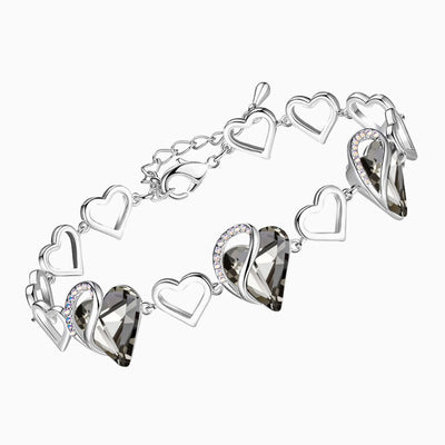 December Birthstone Heart Shape Silver Bracelet