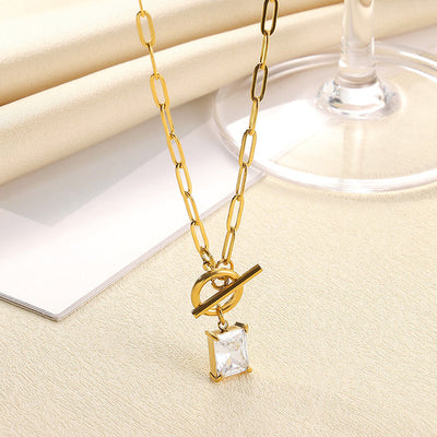December Birthstone Luxury Square Pendant Necklace