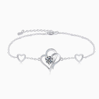 December Birthstone Heart-Shaped Adjustable Silver Bracelet