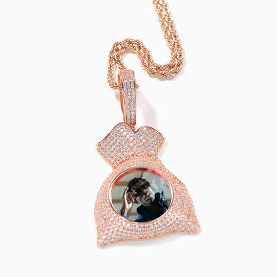 Photo Customized Purse Shape Diamond Necklace