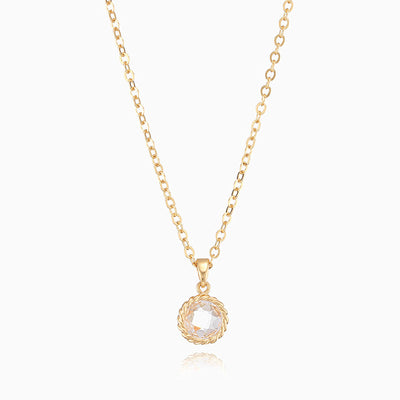 December Birthstone Simple Round Pendant Necklace