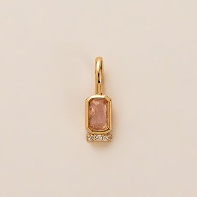 December Birthstone Square Natural Stone Pendant Necklace