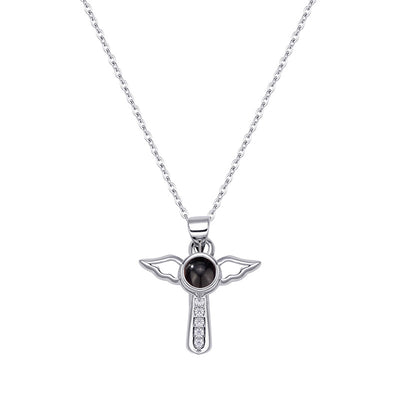 Projection Photo Customed Wing Cross Necklace