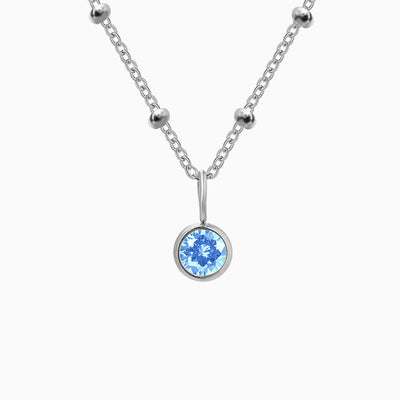 December Birthstone Round Natural Diamond Pendant Necklace