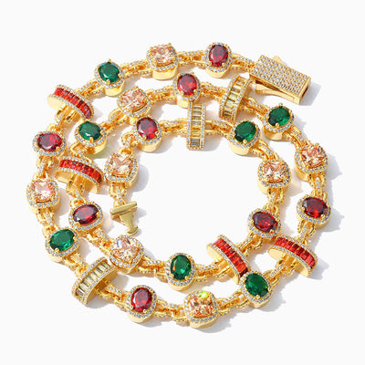 Fashionable Colored Gemstone Jewellery Necklace With Diamonds