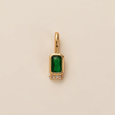 December Birthstone Square Natural Stone Pendant Necklace