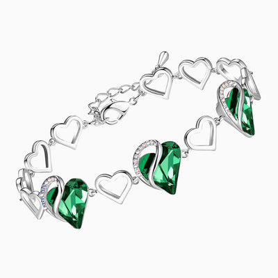 December Birthstone Heart Shape Silver Bracelet