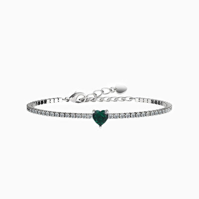 December Birthstone Heart-Shaped Diamond Tennis Bracelet