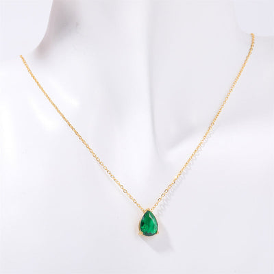 December Birthstone Teardrop-Shaped Natural Stone Pendant Necklace
