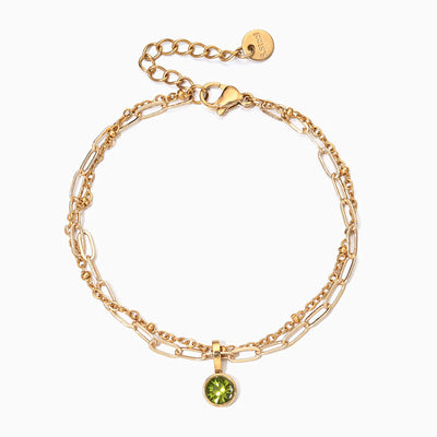 December Birthstone Natural Stone Round Pendant Bracelet