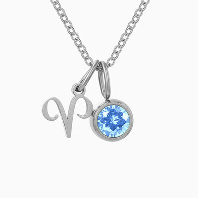 December Birthstone Diamond Pendant Necklace With Twelve Zodiac Runes