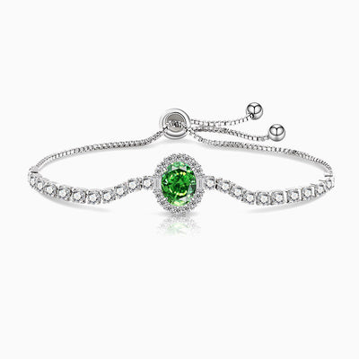 December Birthstone Oval Color Diamond Ice Flower Cut Silver Bracelet