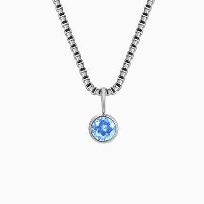 December Birthstone Round Rhinestone Pendant Necklace