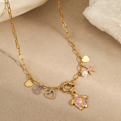 Fashion Ocean Style Shell Starfish Necklace Pendant Necklace