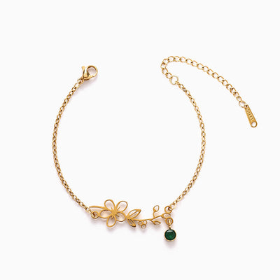 December Birthday Flower Birthstone Diamond Vintage Bracelet