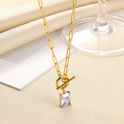 December Birthstone Luxury Square Pendant Necklace