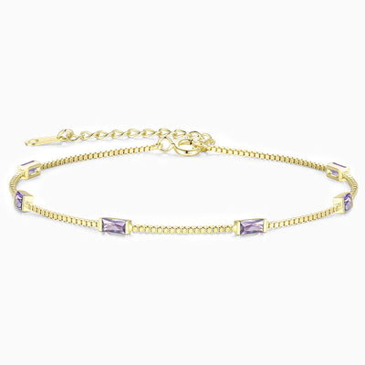 December Birthstone Simple Square Shape Natural Stone Bracelet