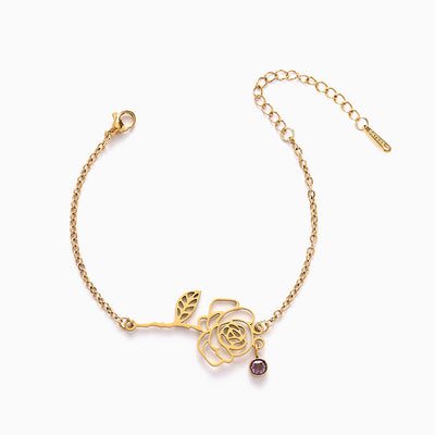 December Birthday Flower Birthstone Diamond Vintage Bracelet