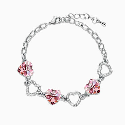 December Birthstone Diamond Rhyme Heart Shape Silver Bracelet