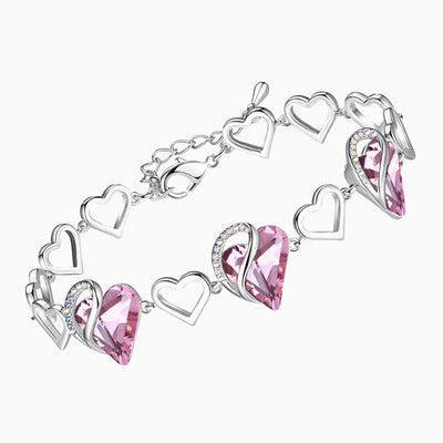 December Birthstone Heart Shape Silver Bracelet