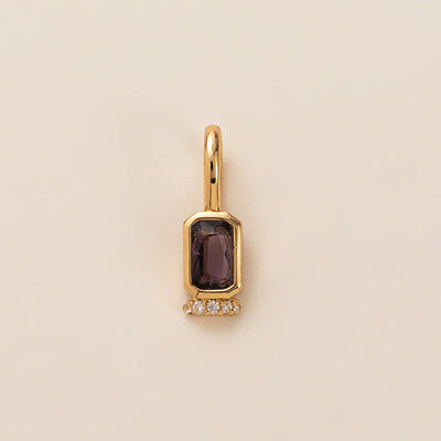 December Birthstone Square Natural Stone Pendant Necklace