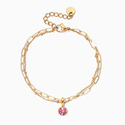 December Birthstone Natural Stone Round Pendant Bracelet