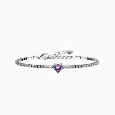 December Birthstone Heart-Shaped Diamond Tennis Bracelet