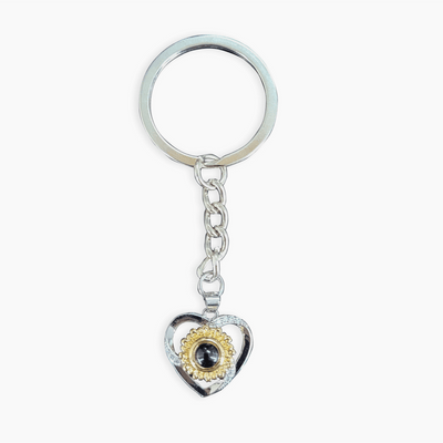 Photo Personalization Rotating Heart-Shaped Sunflower Keychain