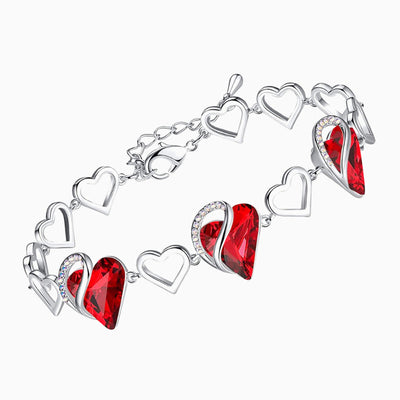 December Birthstone Heart Shape Silver Bracelet