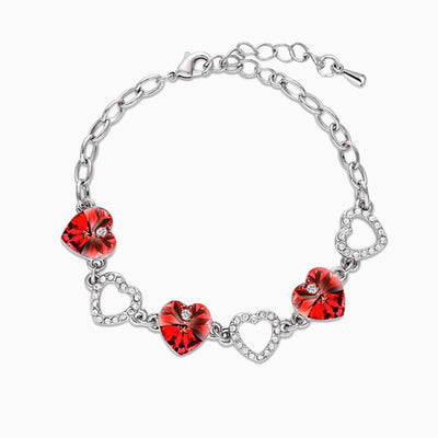 December Birthstone Diamond Rhyme Heart Shape Silver Bracelet