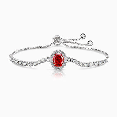 December Birthstone Oval Color Diamond Ice Flower Cut Silver Bracelet