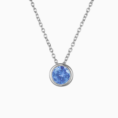 December Birthstone Round Rhinestone Pendant Light Luxury Necklace