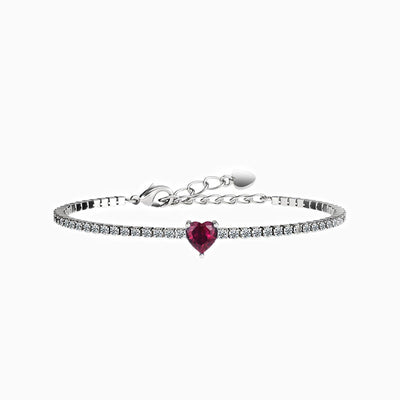 December Birthstone Heart-Shaped Diamond Tennis Bracelet