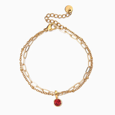 December Birthstone Natural Stone Round Pendant Bracelet
