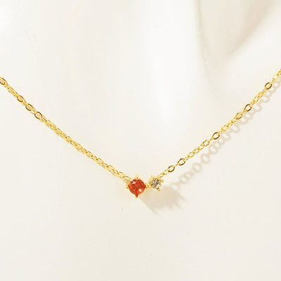 December Birthstone Round Beads With Diamond Natural Stone Pendant Necklace