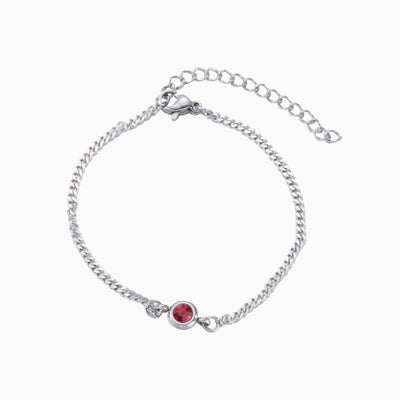 December Birthstone Simple Round Pendant Silver Bracelet