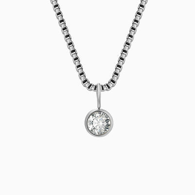 December Birthstone Round Rhinestone Pendant Necklace