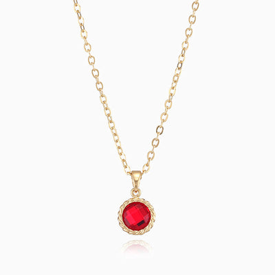 December Birthstone Simple Round Pendant Necklace