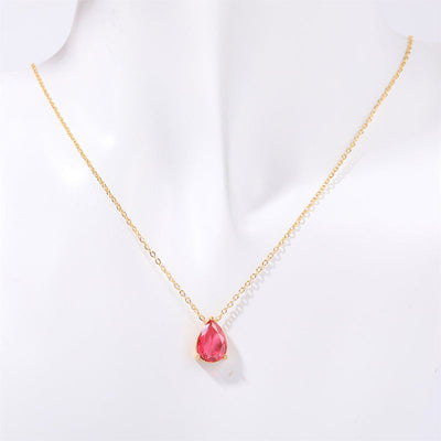 December Birthstone Teardrop-Shaped Natural Stone Pendant Necklace