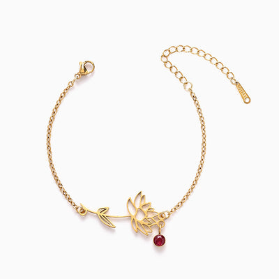 December Birthday Flower Birthstone Diamond Vintage Bracelet