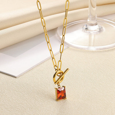 December Birthstone Luxury Square Pendant Necklace