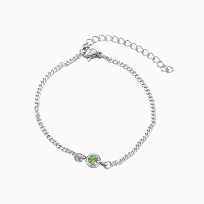 December Birthstone Simple Round Pendant Silver Bracelet