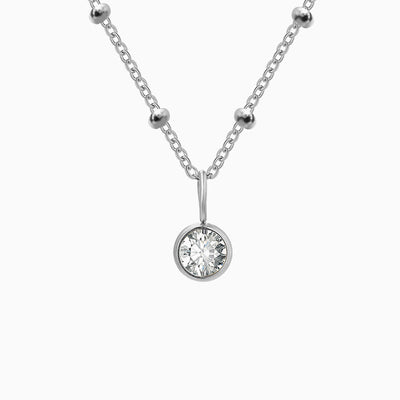 December Birthstone Round Natural Diamond Pendant Necklace